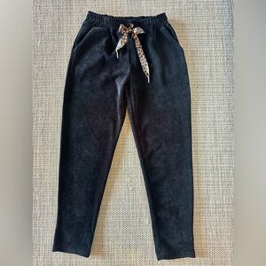 NWT Soft Elegant Black Joggers with Leopard Tie Size M